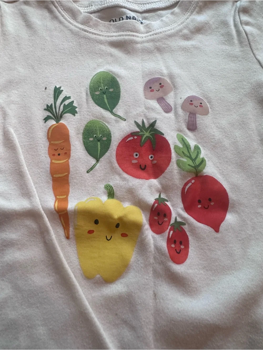Kids Vegetable Print Cotton Pajama Set of two - Cream with Red, Yellow & Green